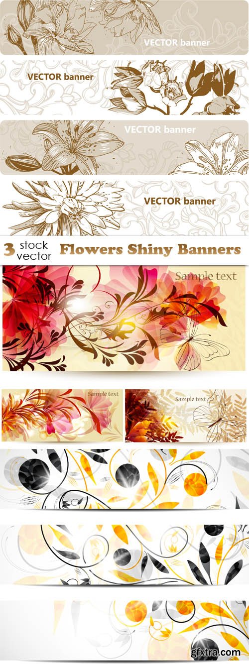 Vectors - Flowers Shiny Banners