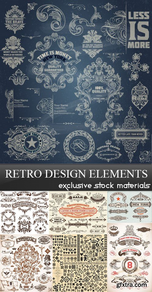 Retro Design Elements, 25xEPS
