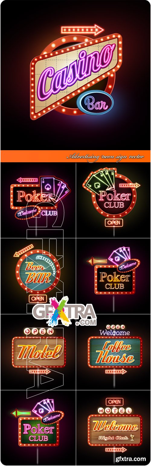 Advertising neon sign vector