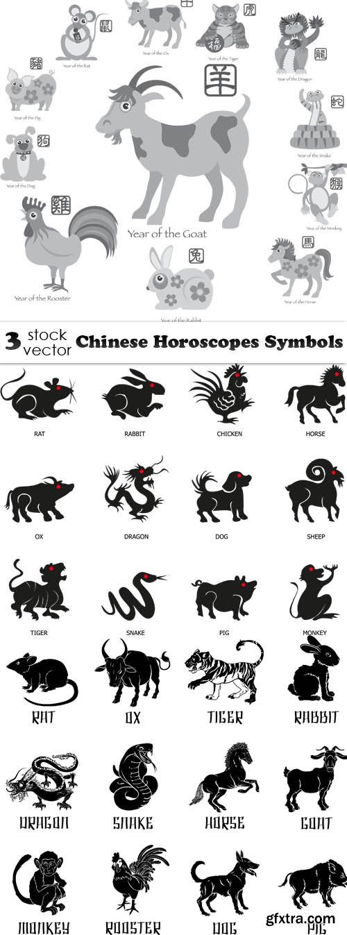 Vectors - Chinese Horoscopes Symbols