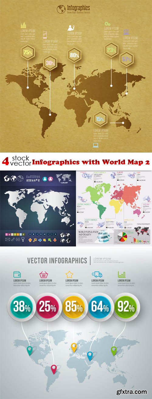 Vectors - Infographics with World Map 2