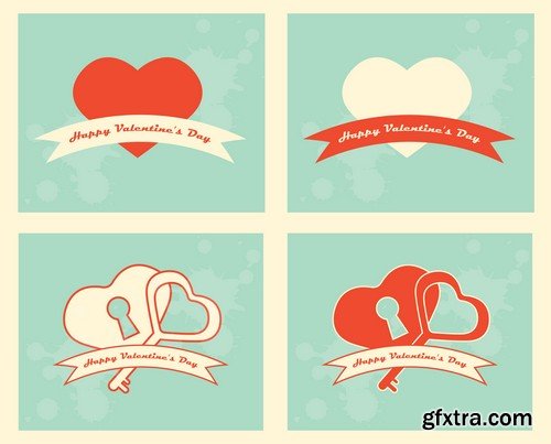 Stock Vectors - Happy Valentine's Day 4, 25xEPS