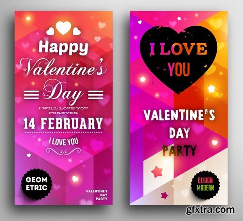 Stock Vectors - Happy Valentine's Day 4, 25xEPS