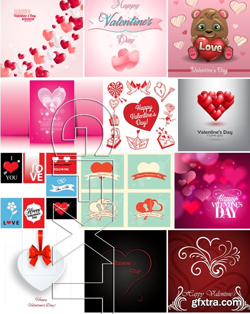 Stock Vectors - Happy Valentine's Day 4, 25xEPS