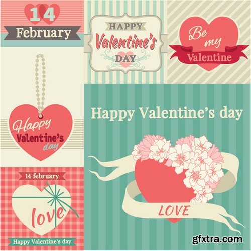 Stock Vectors - Happy Valentine's Day 4, 25xEPS