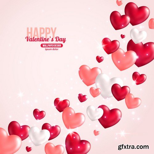 Stock Vectors - Happy Valentine's Day 4, 25xEPS