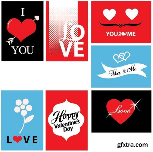 Stock Vectors - Happy Valentine's Day 4, 25xEPS