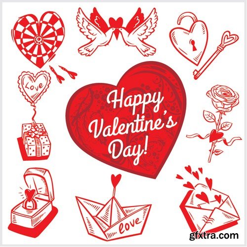 Stock Vectors - Happy Valentine's Day 4, 25xEPS