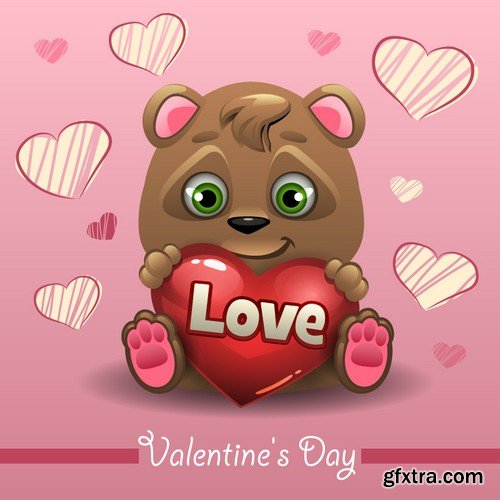 Stock Vectors - Happy Valentine's Day 4, 25xEPS