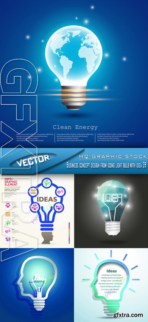 Stock Vector - Business concept design from icons light bulb with idea 39