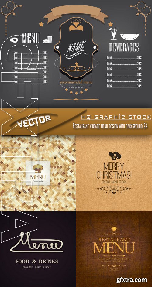 Stock Vector - Restaurant vintage menu design with background 24