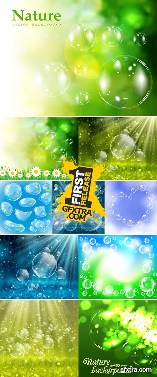 Stock Soap bubbles natural background