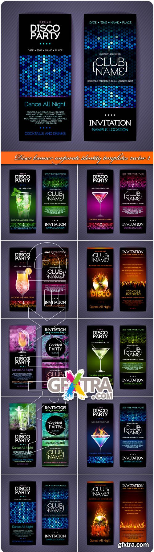 Disco party banner corporate identity templates vector 2