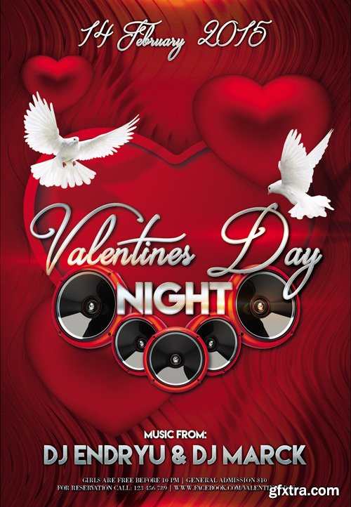 Valentines Day Night Flyer PSD Template