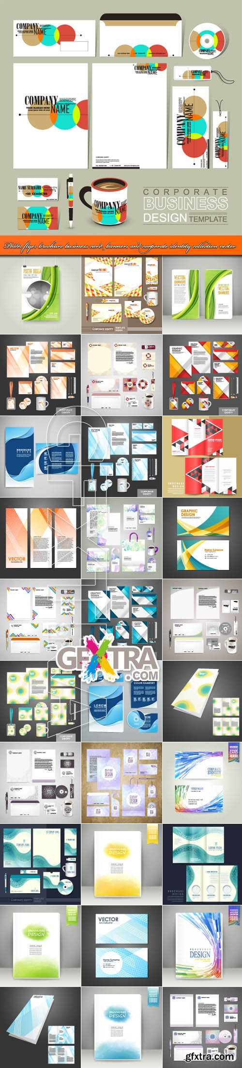 Poster flyer brochure business card banners and corporate identity collection vector