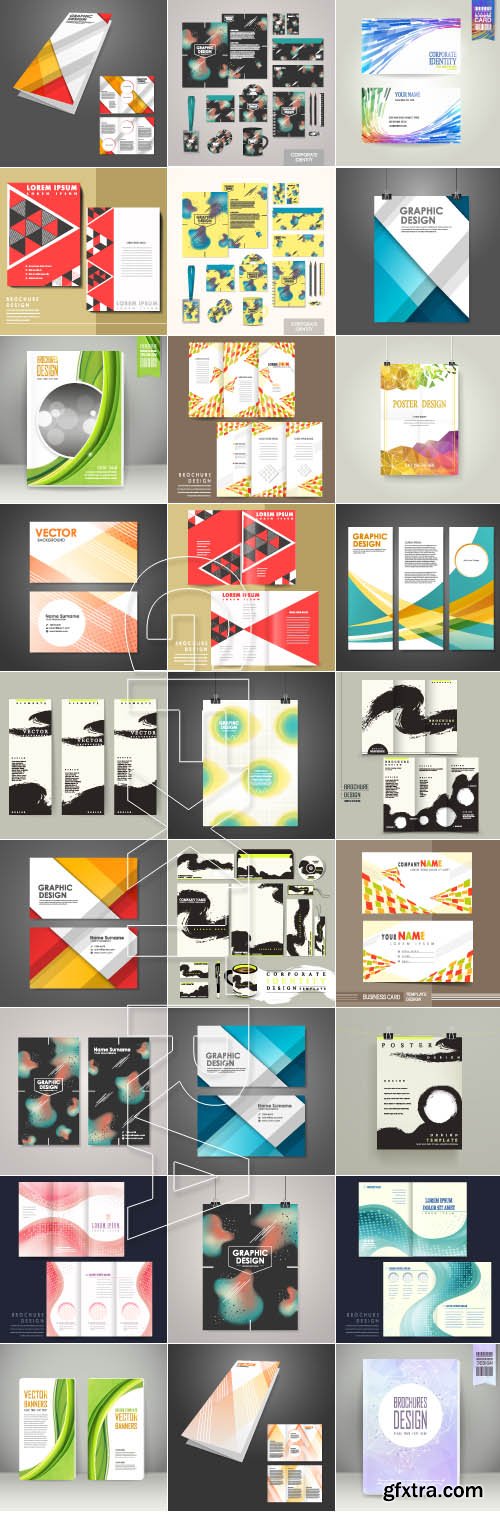 Poster flyer brochure business card banners and corporate identity collection vector