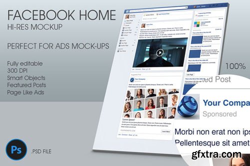 Facebook Home Hi-Res Mockup - CM 32260