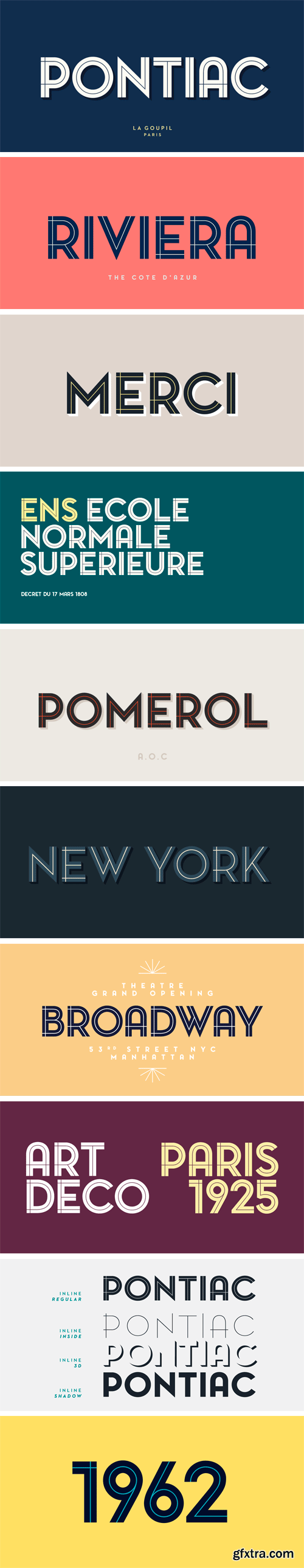 Pontiac Inline Font Family - 4 Fonts $15