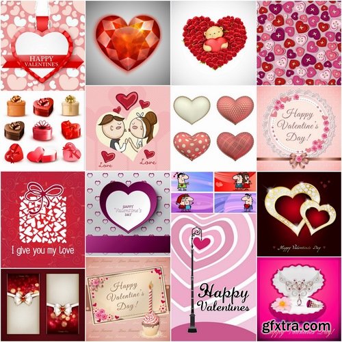 Greeting cards for Valentine's Day with hearts and love themes - 25 Eps