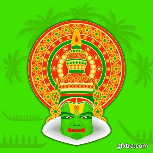 Collection of various images of Kathakali mask 25 Eps