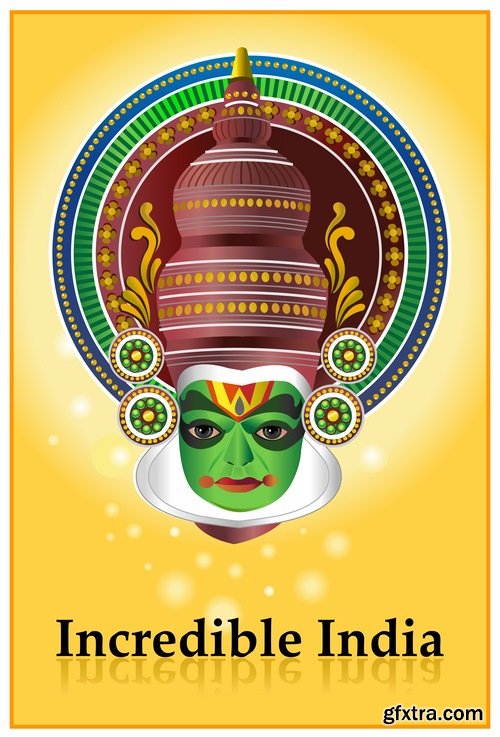 Collection of various images of Kathakali mask 25 Eps