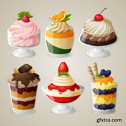 Collection of vector images of different ice cream 25 Eps