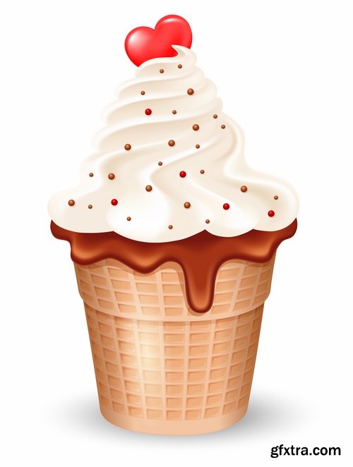 Collection of vector images of different ice cream 25 Eps