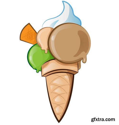 Collection of vector images of different ice cream 25 Eps