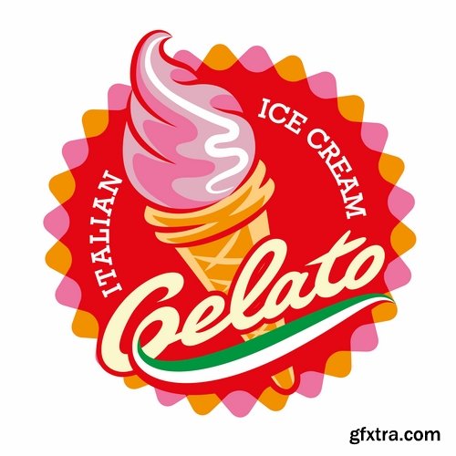 Collection of vector images of different ice cream 25 Eps