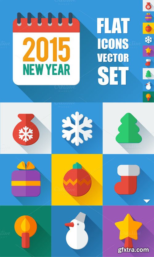 Flat icons New Year set - CM 126086