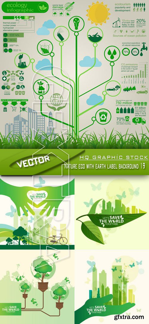 Stock Vector - Nature eco with earth label backround 19