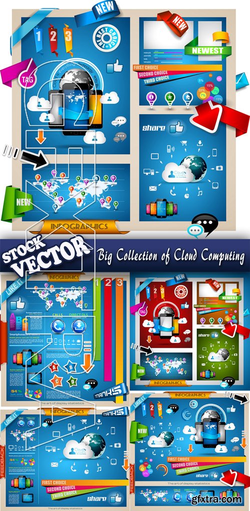 Stock Vector - Big Collection of Cloud Computing