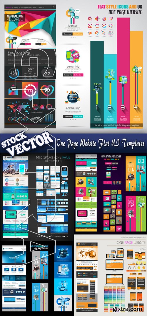 Stock Vector - One Page Website Flat UI Templates