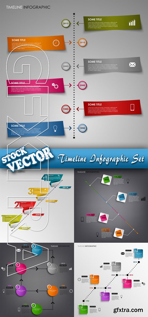 Stock Vector - Timeline Infographic Set