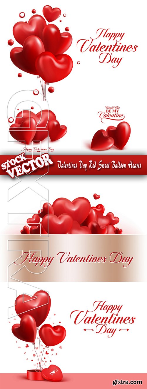 Stock Vector - Valentines Day Red Sweet Balloon Hearts