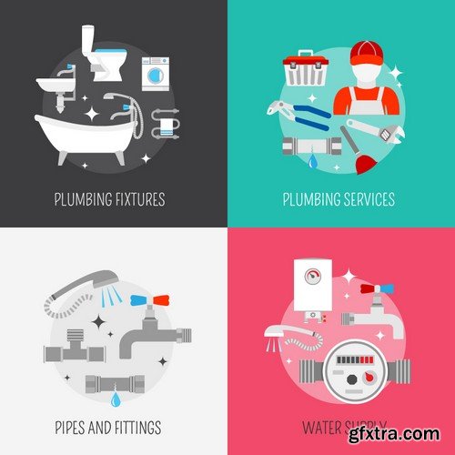 Stock Vectors - Plumbing, 25xEPS