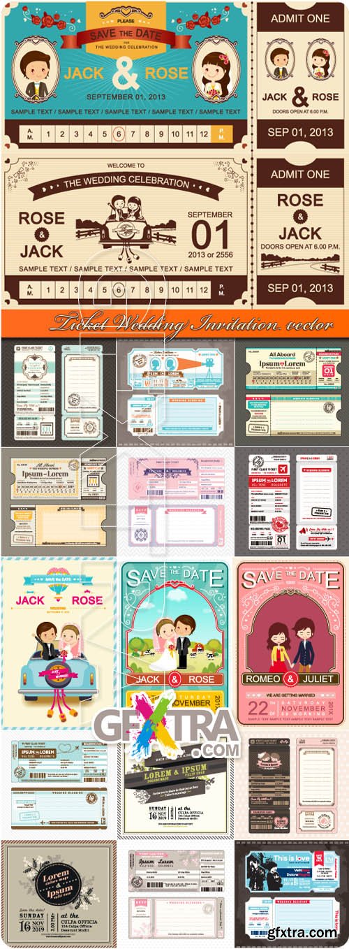 Ticket Wedding Invitation vector