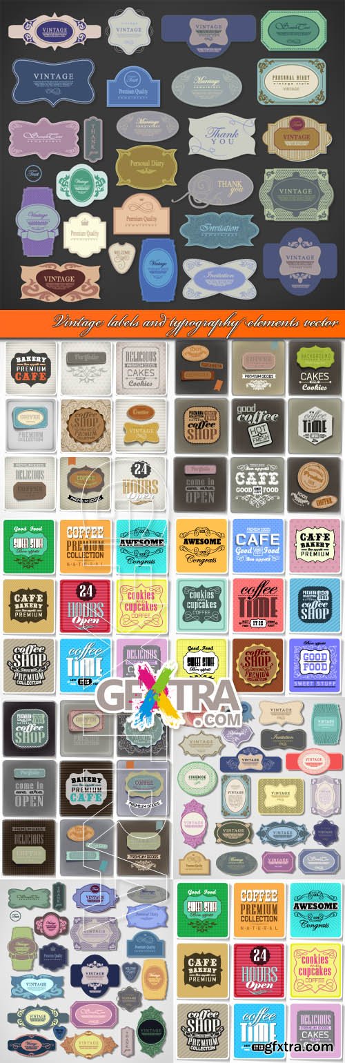 Vintage labels and typography elements vector