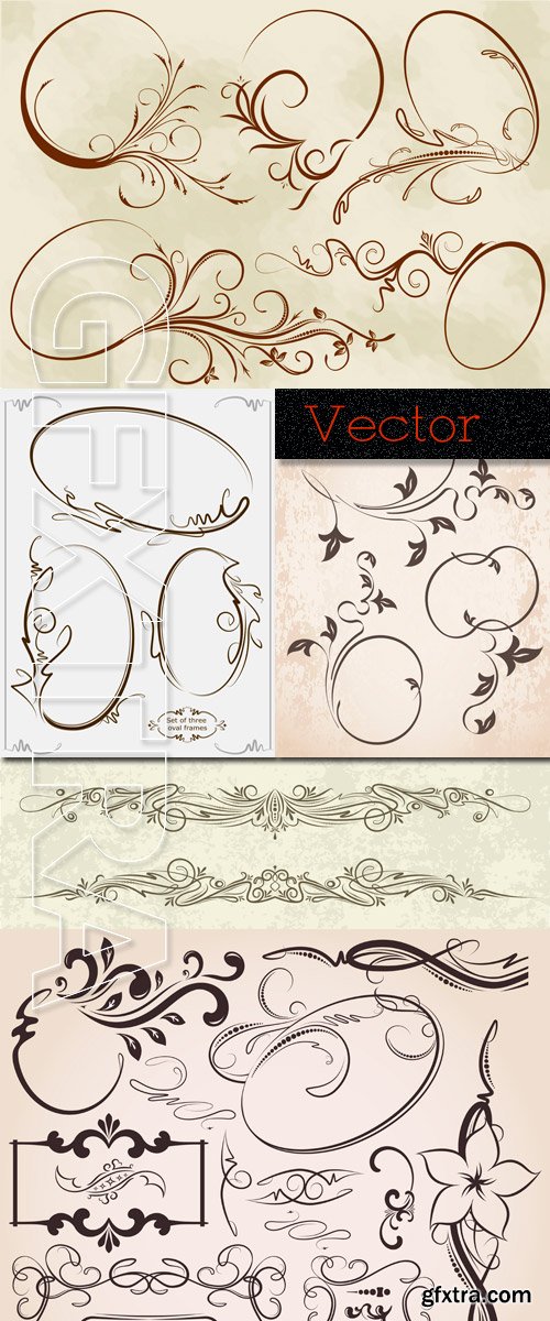 Decorative framework and elements of patterns for design in Vector