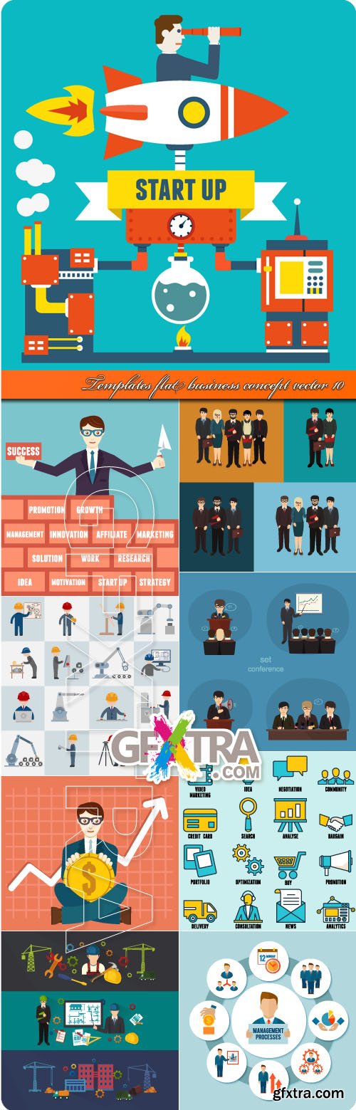 Templates flat business concept vector 10