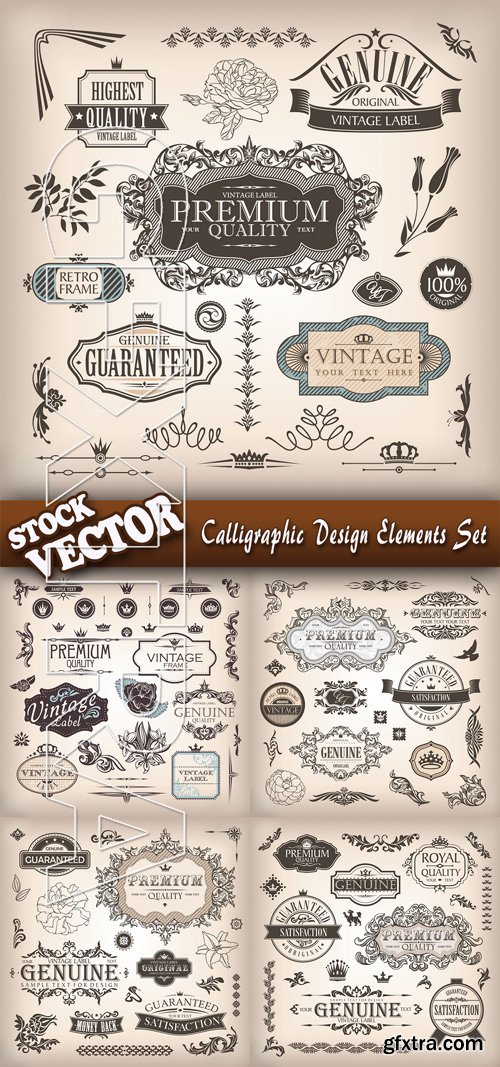 Stock Vector - Calligraphic Design Elements Set