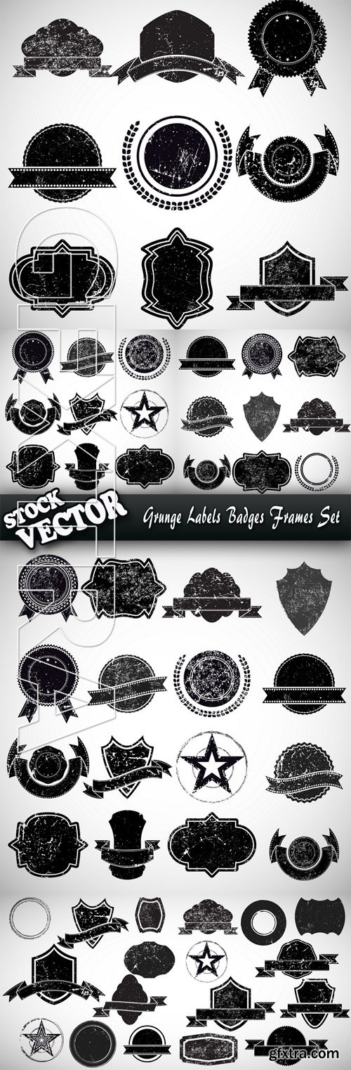 Stock Vector - Grunge Labels Badges Frames Set