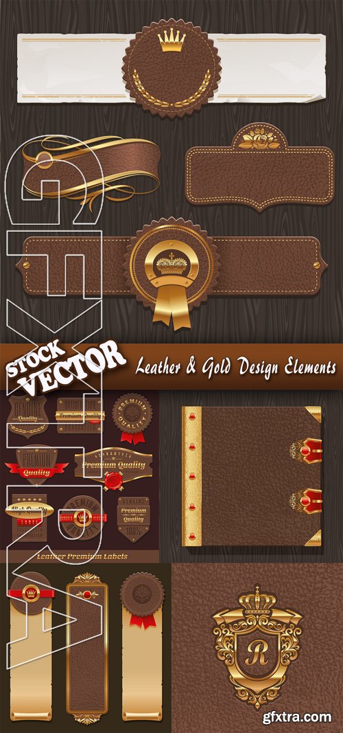 Stock Vector - Leather & Gold Design Elements