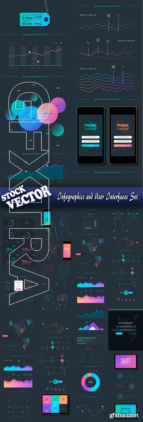 Stock Vector - Infographics and User Interfaces Set