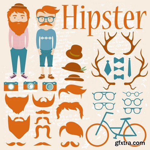 Stock Vector - Big Hipster Character Pack, 25EPS