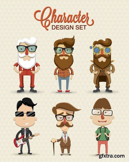 Stock Vector - Big Hipster Character Pack, 25EPS