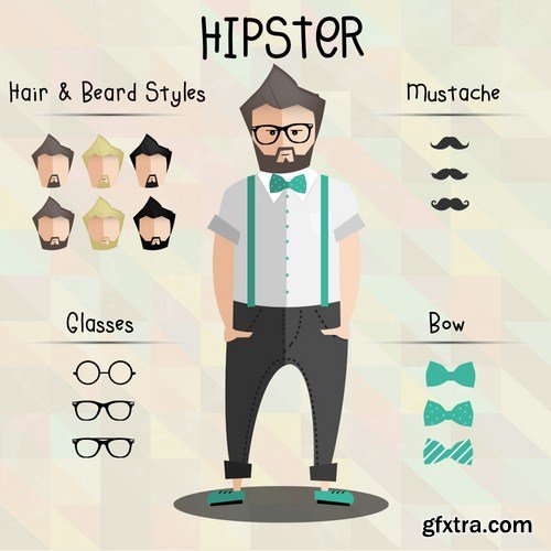 Stock Vector - Big Hipster Character Pack, 25EPS