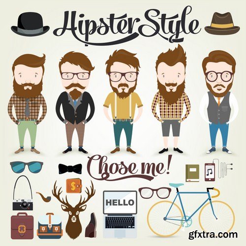 Stock Vector - Big Hipster Character Pack, 25EPS