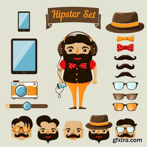 Stock Vector - Big Hipster Character Pack, 25EPS