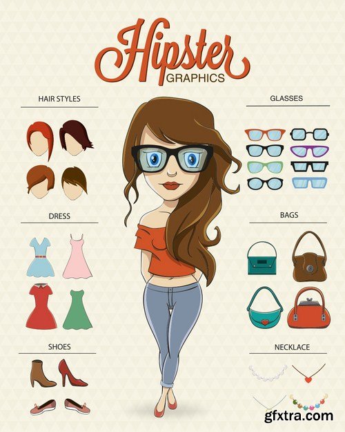 Stock Vector - Big Hipster Character Pack, 25EPS